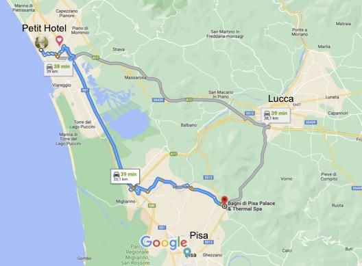 la mappa dal Petit Hotel a Bagni di Pisa Palace & Thermal Spa - Google Maps